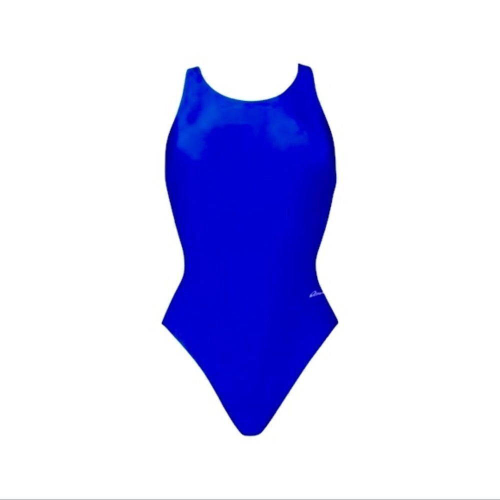 “Dolphin Ocean” Racing Solid Performance Back One Piece Swimsuit • NWT - Picture 2 of 14